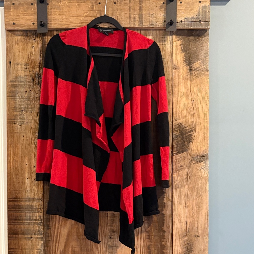 INC International Concepts Red and Black Women's Cardigan